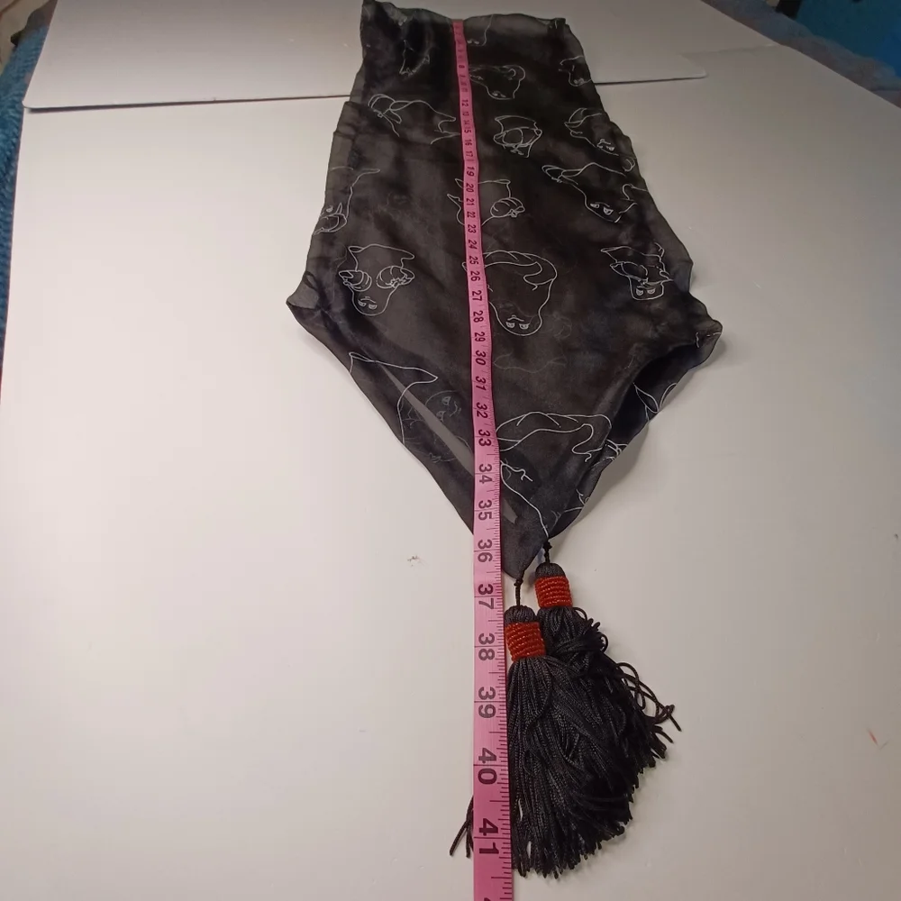Halloween Sheer Chiffon Beaded Tassel Table Runner